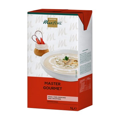 1升装Master Martini Master Gourmet无糖烹饪奶油,搭配浓汤和甜点。