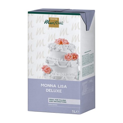 Master Martini Monna Lisa Deluxe 1升装甜味淋面,白色多层蛋糕配粉色玫瑰