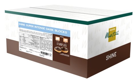 Master Martini Shine Super Intense Dark Blocks 巧克力涂层图标及两个光亮甜甜圈图片